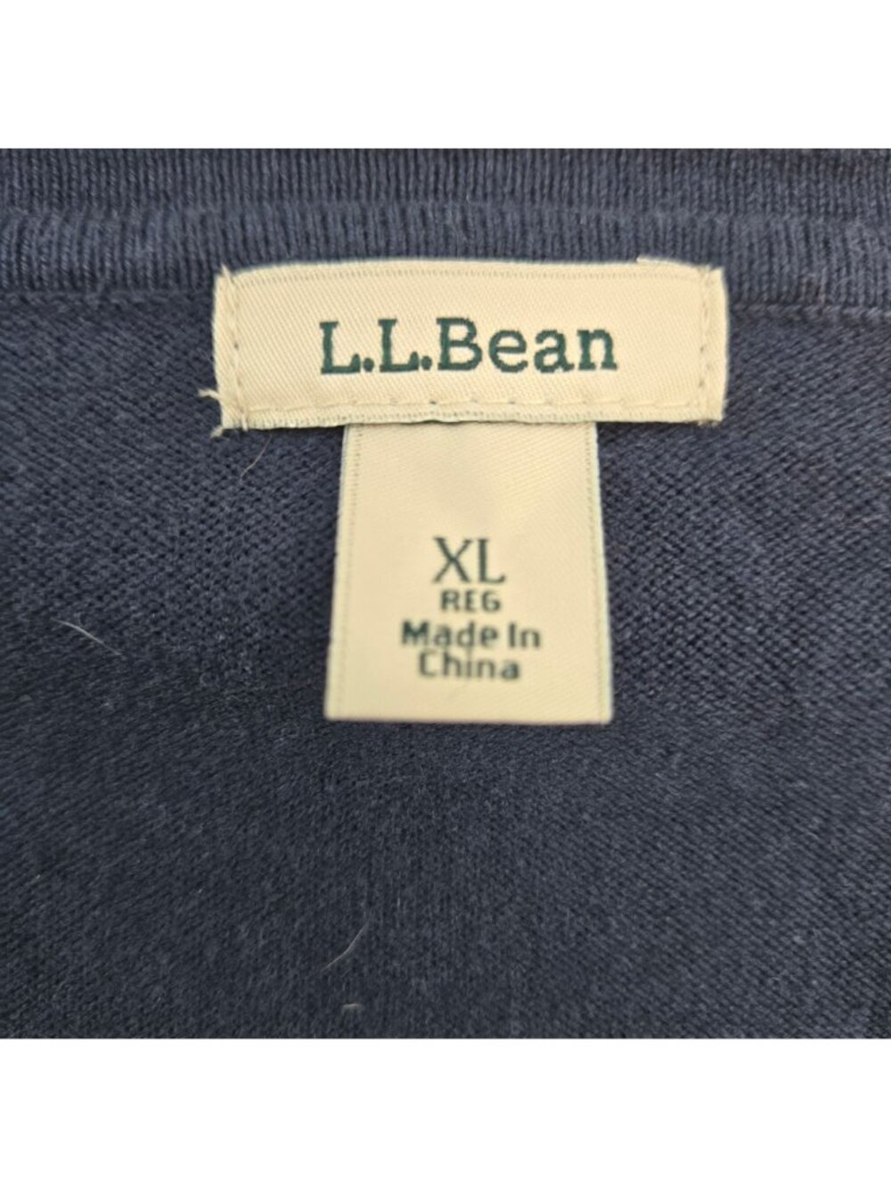 L.L. Bean Supina Cotton Blend Navy Blue Cardigan Sweater Size XL - Picture 3 of 5